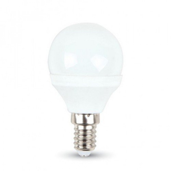 LED lámpa , égő , kis gömb , E14 foglalat , 4.5 Watt , 180° , hideg fehér , SAMSUNG Chip , 5 év garancia