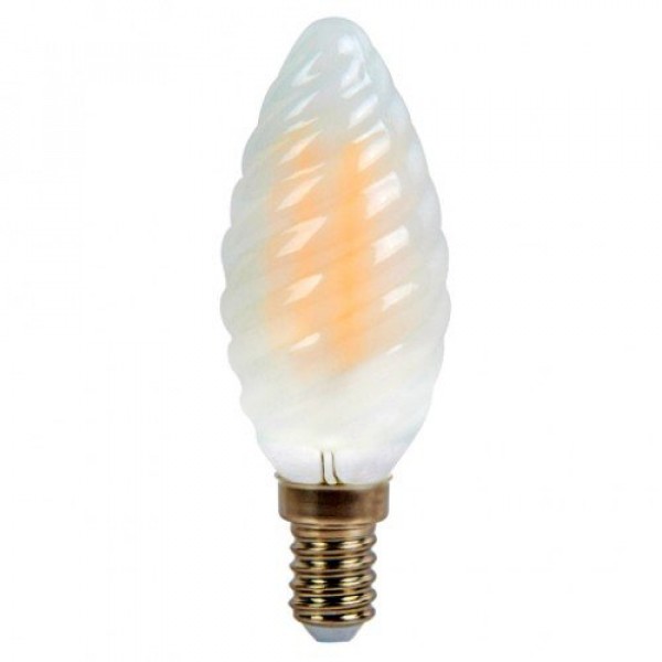 LED lámpa , égő , izzószálas hatás , filament , csavart , gyertya , E14 foglalat , 4 Watt , meleg fehér , opál