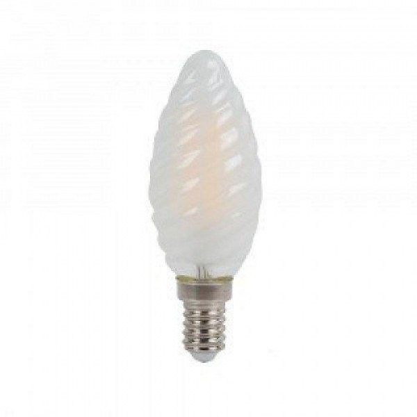LED lámpa , égő , izzószálas hatás , filament , csavart , gyertya , E14 foglalat , 4 Watt , természetes fehér , opál