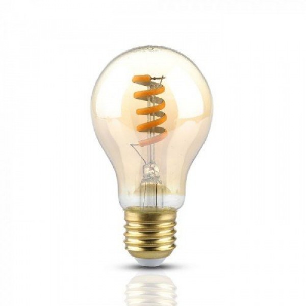 LED lámpa , égő , izzószálas hatás , filament , spirál , körte , E27 foglalat , 4 Watt , meleg fehér , borostyán sárga