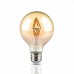 LED lámpa , égő , izzószálas hatás , filament , gömb , E27 foglalat , G80 , 4 Watt , meleg fehér , borostyán sárga