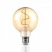 LED lámpa , égő , izzószálas hatás , filament , gömb , E27 foglalat , G95 , 4 Watt , meleg fehér , borostyán sárga