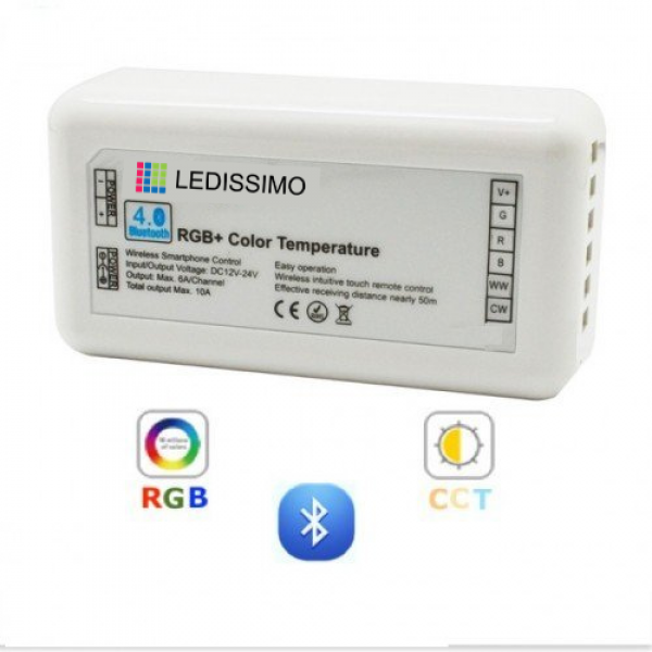 RGB-CCT , Bluetooth csoport (zóna) vezérlő , group control , 120/240 Watt , LEDISSIMO SMART