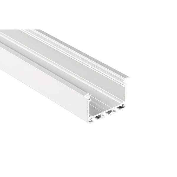 Alumínium profil LED szalaghoz , 2 méter/db , süllyeszthető , ezüst eloxált , széles , INSO , VÍZTISZTA fedővel