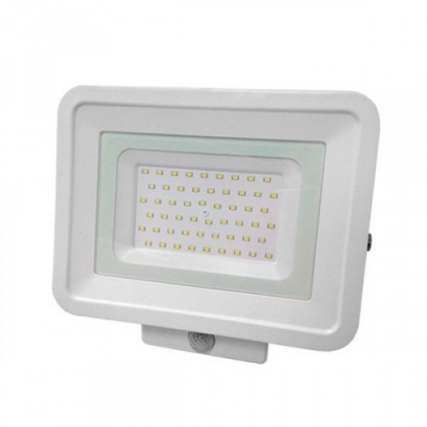 LED reflektor , 50 Watt , Ultra Slim , SMD , mozgásérzékelős , természetes fehér , fehér ház, Optonica
