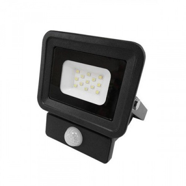 LED reflektor , 10 Watt , Ultra Slim , SMD , mozgásérzékelős , természetes fehér , fekete ház, Optonica
