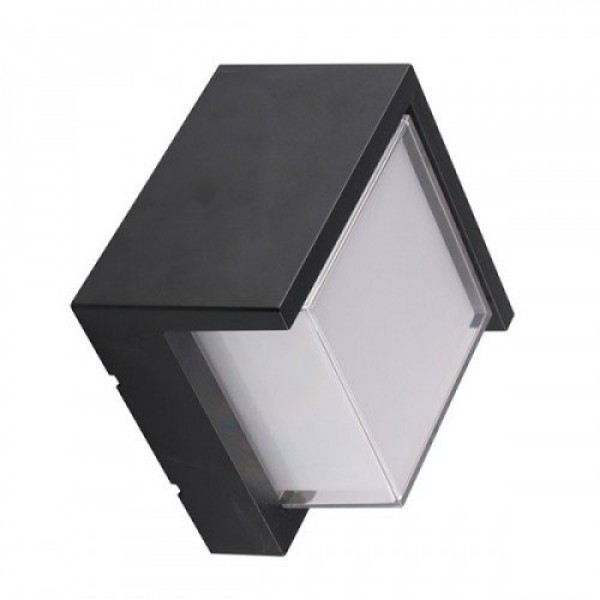 LED lámpatest , oldalfali , négyzet , 15W , meleg fehér , fekete , kültéri , IP44