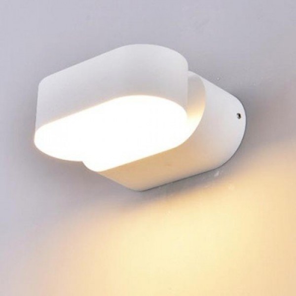 LED lámpatest , oldalfali , kerek , forgatható 355°-ban , 6W , meleg fehér , fehér , kültéri , IP44