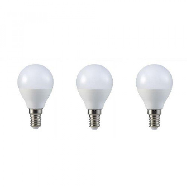 LED lámpa , égő , kis gömb , E14 foglalat , 4.5 Watt , meleg fehér , 3 darabos csomag