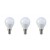 LED lámpa , égő , kis gömb , E14 foglalat , 5.5 Watt , meleg fehér , 3 darabos csomag