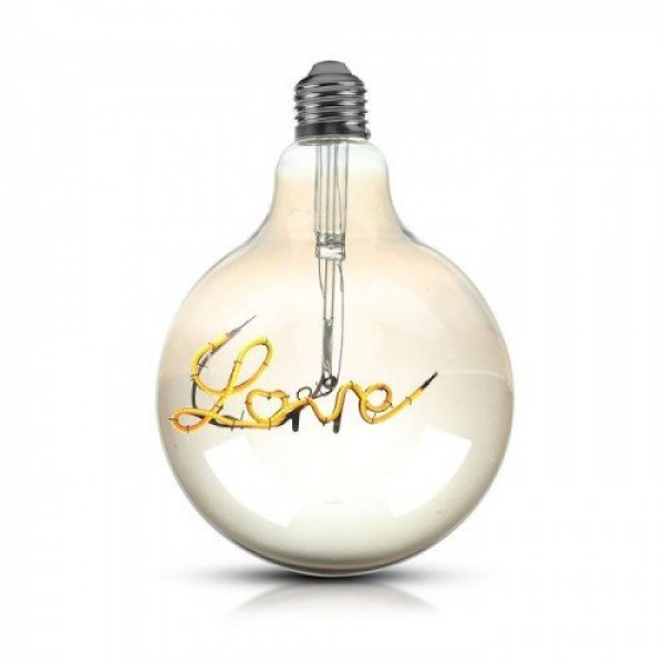 LED lámpa , égő , izzószálas hatás , filament , gömb , E27 foglalat , G125 , 5 Watt , meleg fehér , LOVE