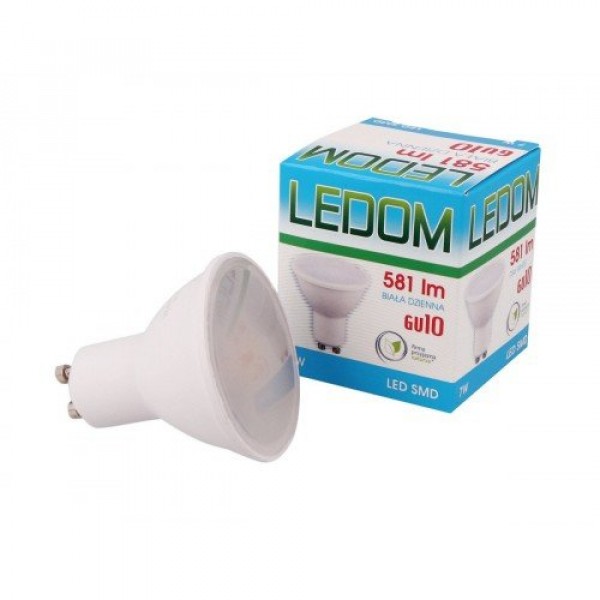 LED lámpa , égő , szpot , GU10 foglalat  , 120° , 7 Watt , természetes fehér , LEDOM