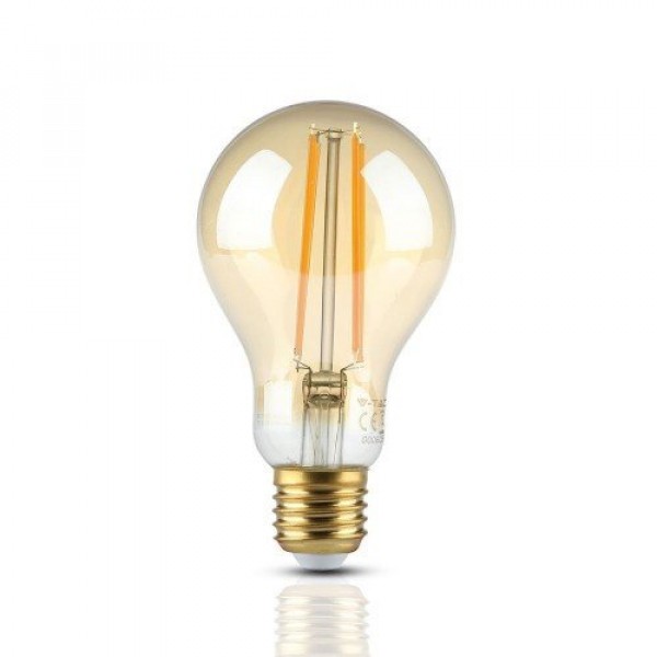 LED lámpa , égő , izzószálas hatás , filament , körte , E27 foglalat , 12.5 Watt , meleg fehér , borostyán sárga