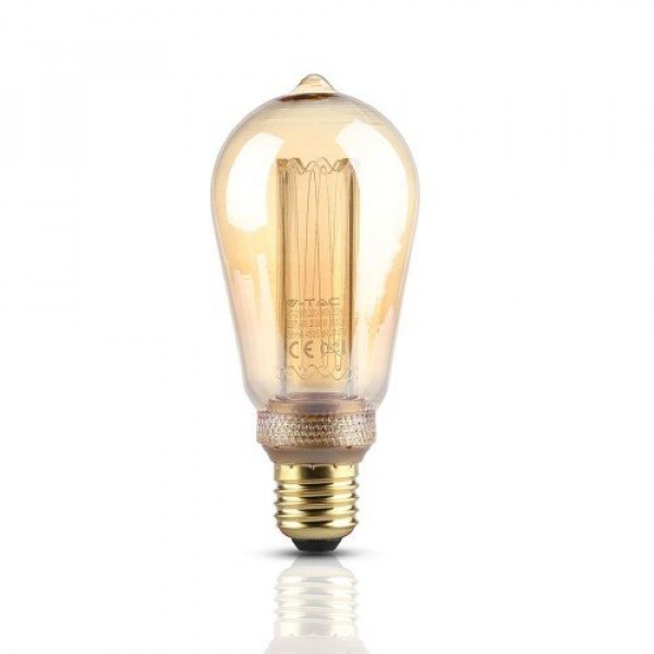 LED lámpa , égő , izzószálas hatás , filament , E27 foglalat , Edison , 4 Watt , meleg fehér , borostyán sárga