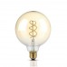 LED lámpa , égő , izzószálas hatás , filament , gömb , E27 foglalat , G125 , 5 Watt , meleg fehér , borostyán sárga , dimmelhető