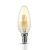 LED lámpa , égő , izzószálas hatás , filament , gyertya , E14 foglalat , 4 Watt , meleg fehér , borostyán sárga