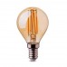 LED lámpa , égő , izzószálas hatás , filament , kisgömb , E14 foglalat , 4 Watt , meleg fehér , borostyán sárga