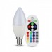 LED lámpa , égő , gyertya , E14 , 3.5W , dimmelhető , RGBW , W=meleg fehér , távirányítóval