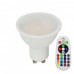 LED lámpa , égő , szpot , GU10 , 110° , 5.5W , dimmelhető , RGBW , W=meleg fehér , távirányítóval