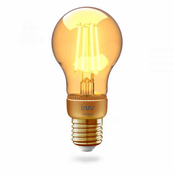 LED lámpa , égő , INNR , izzószálas hatás , filament , E27 , 4.2 Watt , borostyán sárga , meleg fehér , dimmelhető , Philips Hue kompatibilis