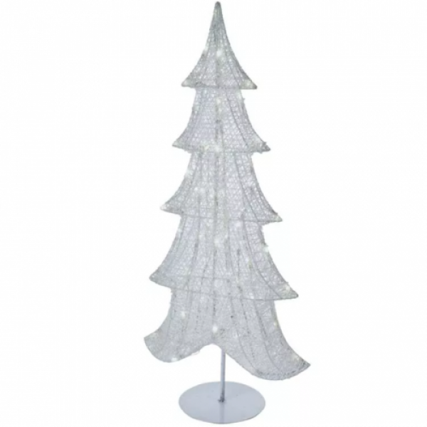 LED dekoráció , beltéri , karácsonyfa , 80 db led , 90 cm , hideg fehér , időzíthető
