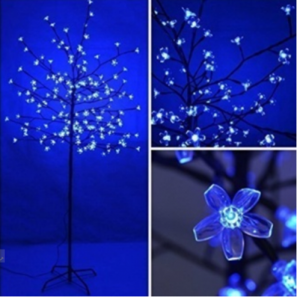 LED dekoráció , beltéri/kültéri , cseresznyevirág , 1.8 m , 200 db led , fehér-kék , IP44