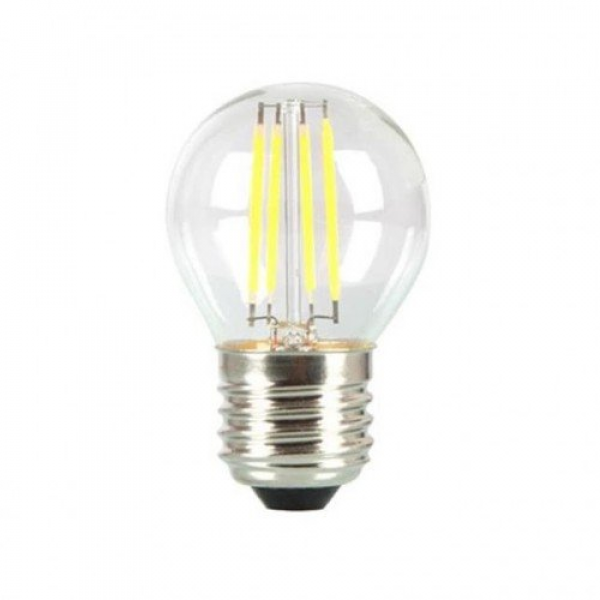 LED lámpa , égő , izzószálas hatás , filament , kis gömb , E27 foglalat , G45 , 4 Watt , meleg fehér