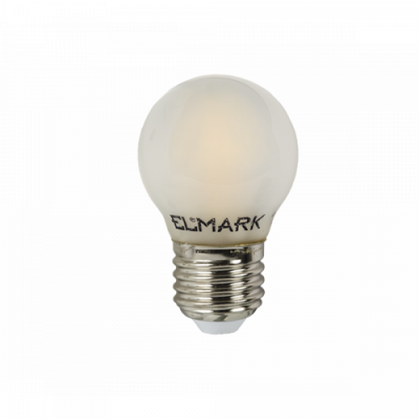 LED lámpa , égő , izzószálas hatás , filament , kis gömb , E27 foglalat , G45 , 4 Watt , meleg fehér , dimmelhető , opál