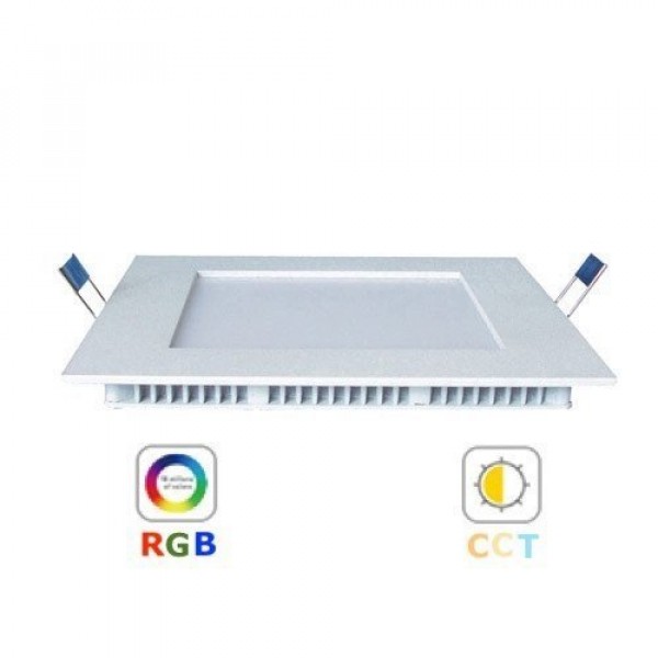 RGB-CCT LED panel , 18W , süllyesztett , négyzet , dimmelhető , színes , állítható fehér színárnyalat , Mi-light kompatibilis
