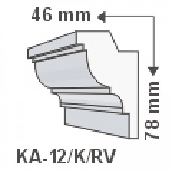 KA-12/K , Rejtett világítás díszléc , oldalfal , 1.25 m/db