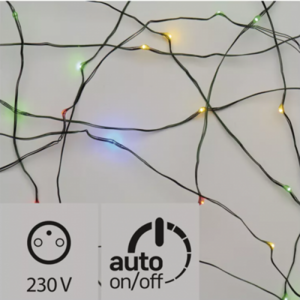 Led fényfüzér , beltéri/kültéri , nano LED , 7.5 m , RGB , zöld , időzíthető , IP44