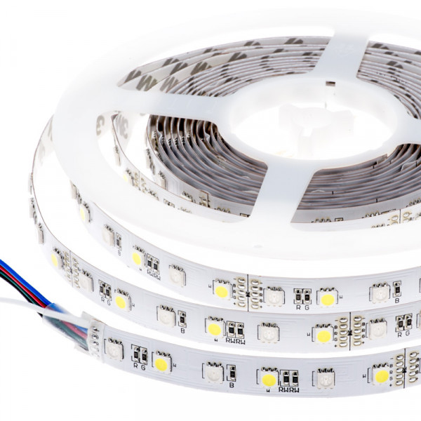 LED szalag , 5050 , 60 led/m , 14.4 W/m , RGBW , 10 mm , W = meleg fehér , IP65