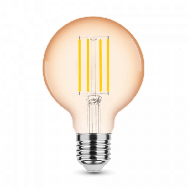 LED lámpa , égő , izzószálas hatás , filament  , E27 foglalat , G80 , Edison , 4 Watt , meleg fehér , 1800K , borostyán sárga, Modee