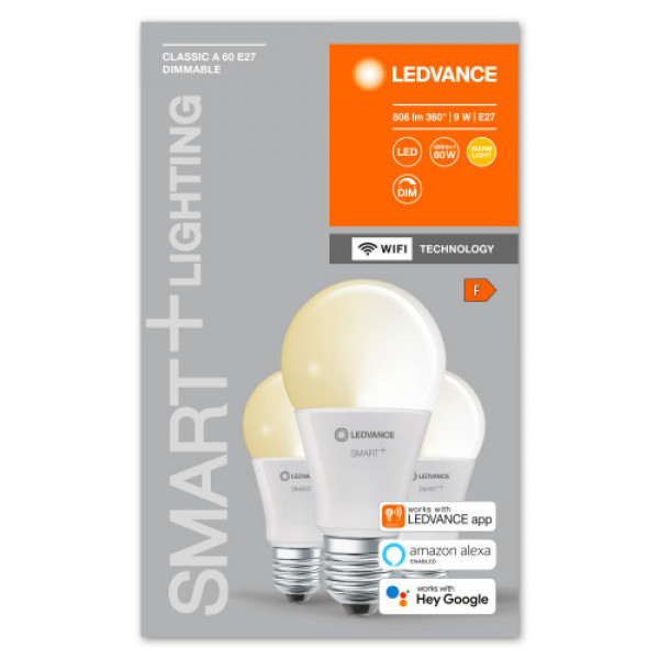 LED lámpa , égő , 3 x  E27 , 3 x 9W , meleg fehér , dimmelhető , LEDVANCE Smart+ WIFI