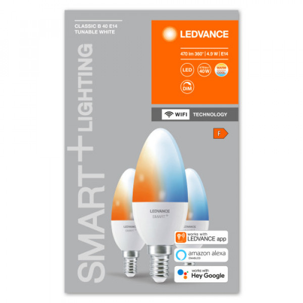 LED lámpa , égő , 3 x E14 , 3 x 4.9W , CCT , dimmelhető , LEDVANCE Smart+ WIFI