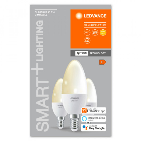 LED lámpa , égő , 3 x E14 , 3 x 4.9W , meleg fehér , dimmelhető , LEDVANCE Smart+ WIFI