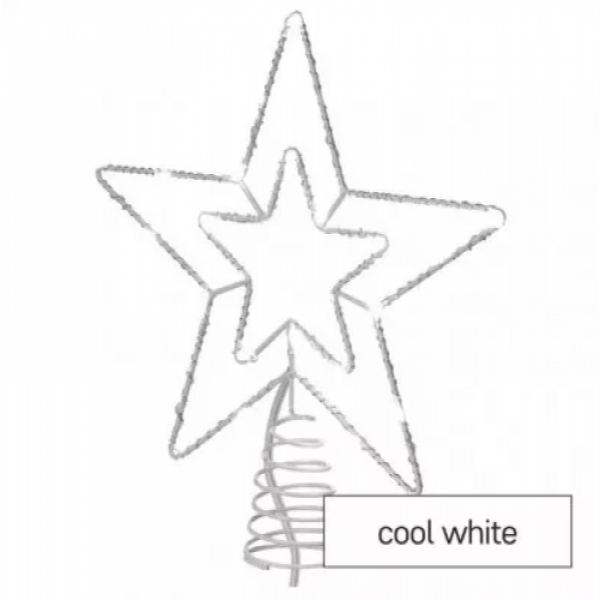 Led fényfüzér , csillag , sorolható , beltéri/ kültéri , 30 led , 28.5 cm , időzíthető , hideg fehér , IP44 , standard