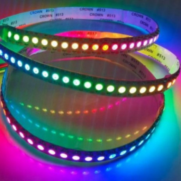 Digitális LED szalag , RGB , 12 Volt DC , 5050 , 60 LED/m , 10 W/m , 10 mm , 5 méteres tekercs