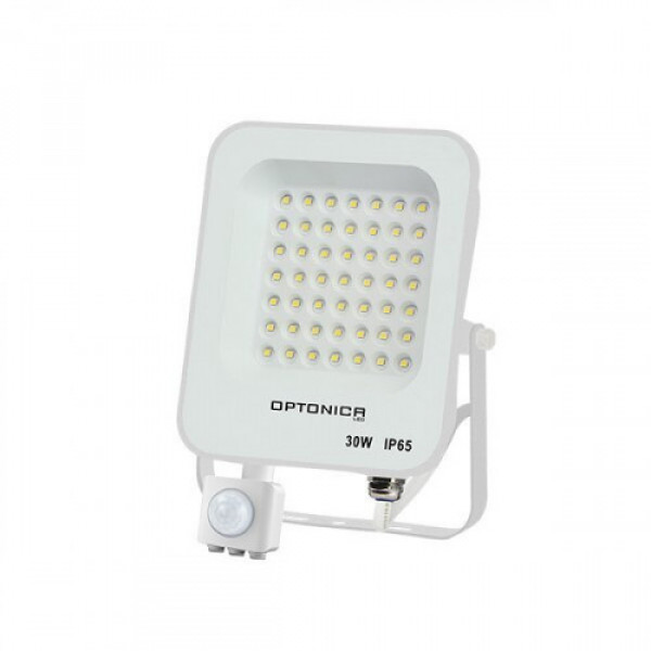 LED reflektor , 30 Watt , Ultra Slim , SMD , mozgásérzékelős , meleg fehér , fehér ház , IP65 , Optonica
