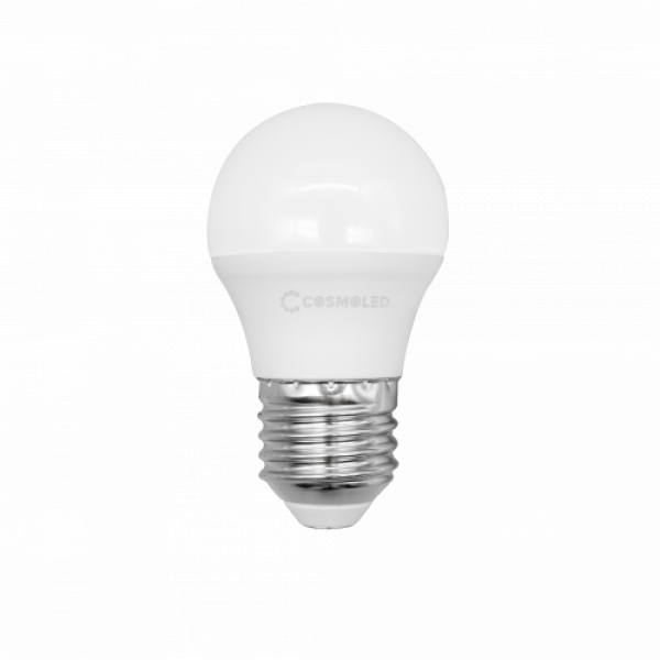 LED lámpa , égő , kisgömb ,  E27 foglalat , 3W , hideg fehér , COSMOLED