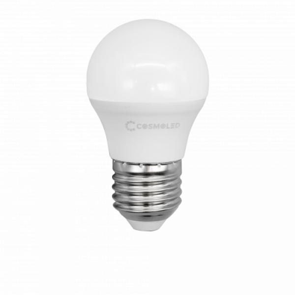 LED lámpa , égő , kisgömb ,  E27 foglalat , 6W , természetes fehér , COSMOLED