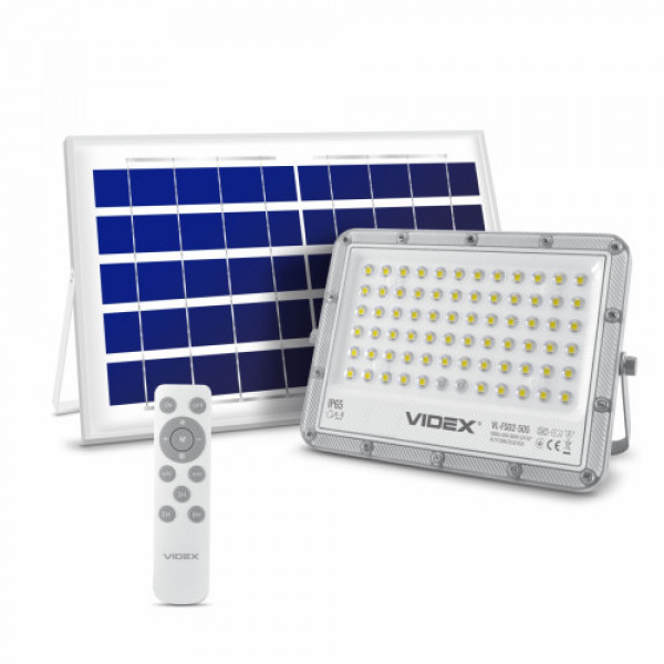 LED reflektor , napelemes , 50W , dimmelhető , természetes fehér , IP65 , VIDEX , Gelio