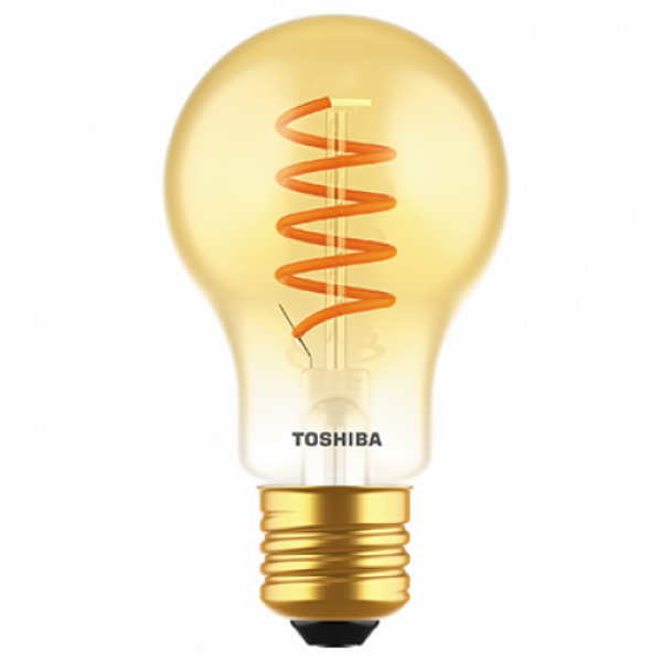 LED lámpa , égő , izzószálás hatás , filament , E27 foglalat , 4.5 Watt , meleg fehér , TOSHIBA , 5 év garancia