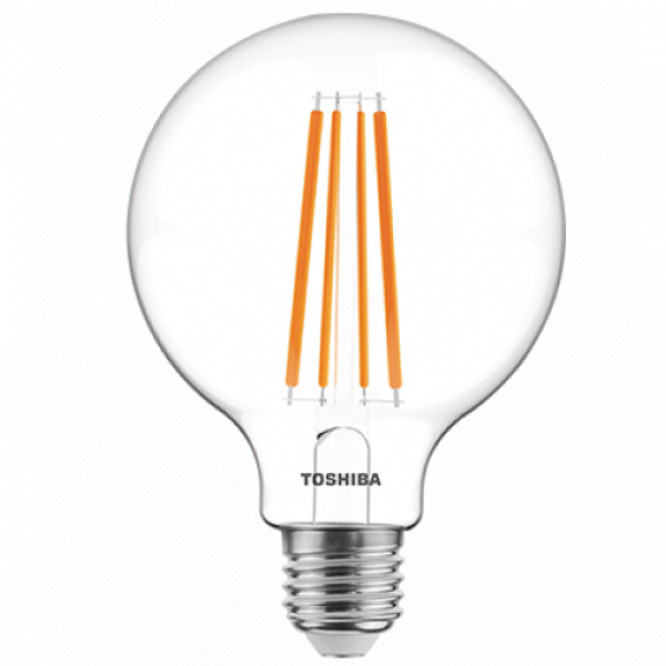 LED lámpa , égő , izzószálás hatás , filament , E27 foglalat , 11 Watt , meleg fehér , TOSHIBA , 5 év garancia