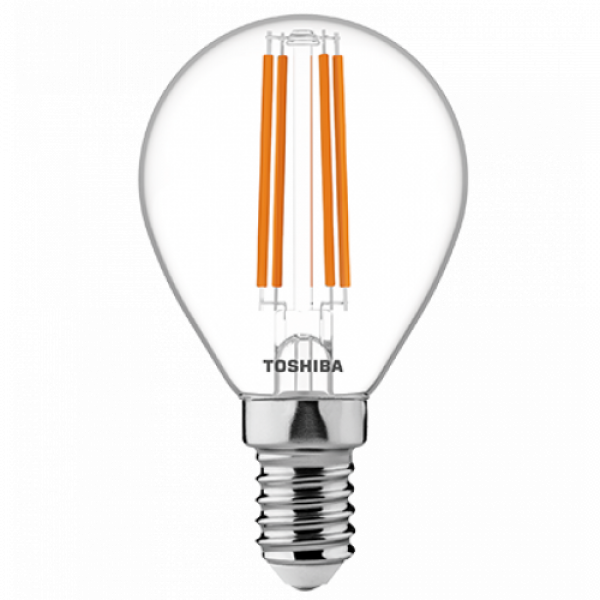 LED lámpa , égő , izzószálás hatás , filament , E14 foglalat , 4.5 Watt , dimmelhető , meleg fehér , TOSHIBA , 5 év garancia