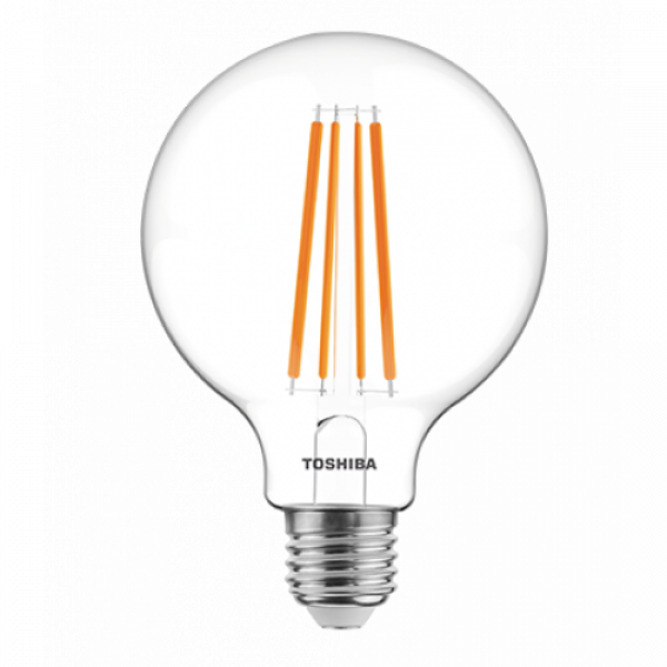LED lámpa , égő , izzószálás hatás , filament , E27 foglalat , 11 Watt , dimmelhető , meleg fehér , TOSHIBA , 5 év garancia