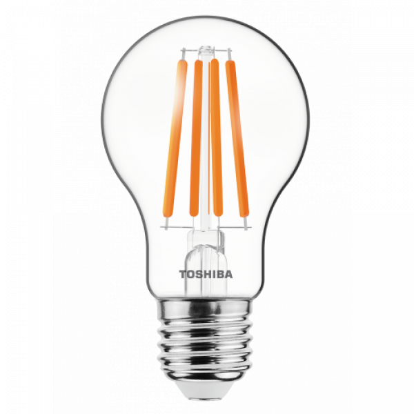 LED lámpa , égő , izzószálás hatás , filament , E27 foglalat , A60 , 11 Watt , dimmelhető , meleg fehér , TOSHIBA , 5 év garancia