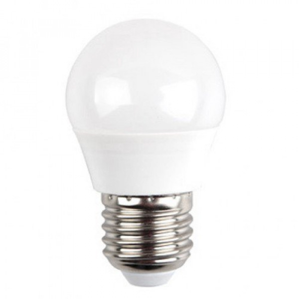 LED lámpa , égő , kis gömb ,  E27 foglalat , 4.5 Watt , 180° , meleg fehér , SAMSUNG Chip , 5 év garancia