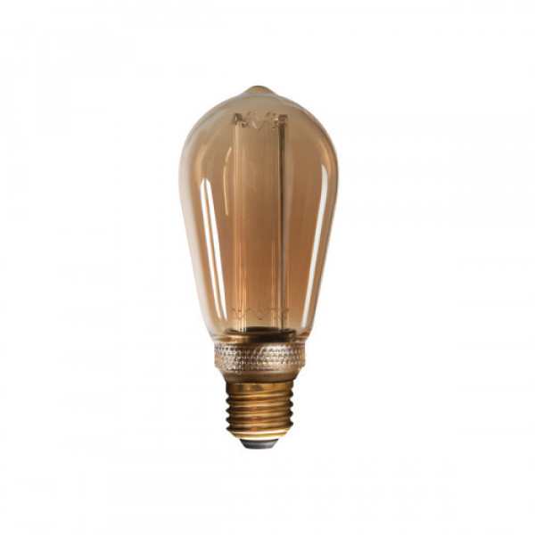 LED lámpa , égő , izzószálas hatás , filament  , E27 foglalat , ST64  , Edison , 4 Watt , meleg fehér , 1800K , borostyán sárga , KANLUX