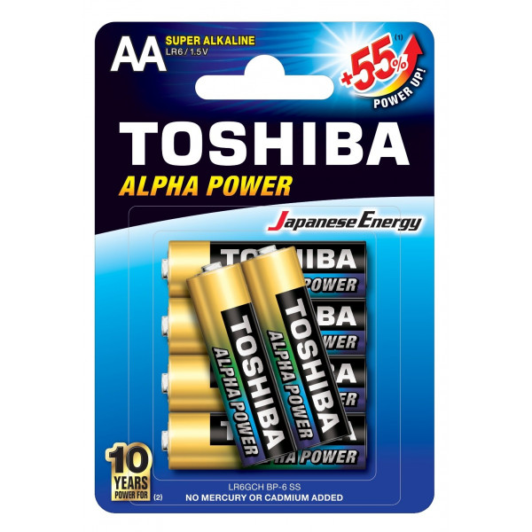Ceruzaelem AA (LR6) , 1.5 Volt , 6 darab , tartós , elem , Alpha Power , TOSHIBA